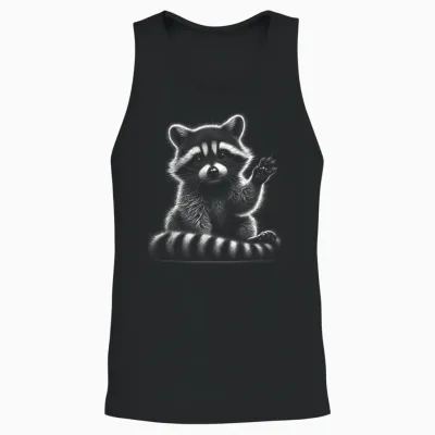 Winkender Waschbär Als Niedliches Schwarz Weiß Porträt Unisex Tank Top - Black