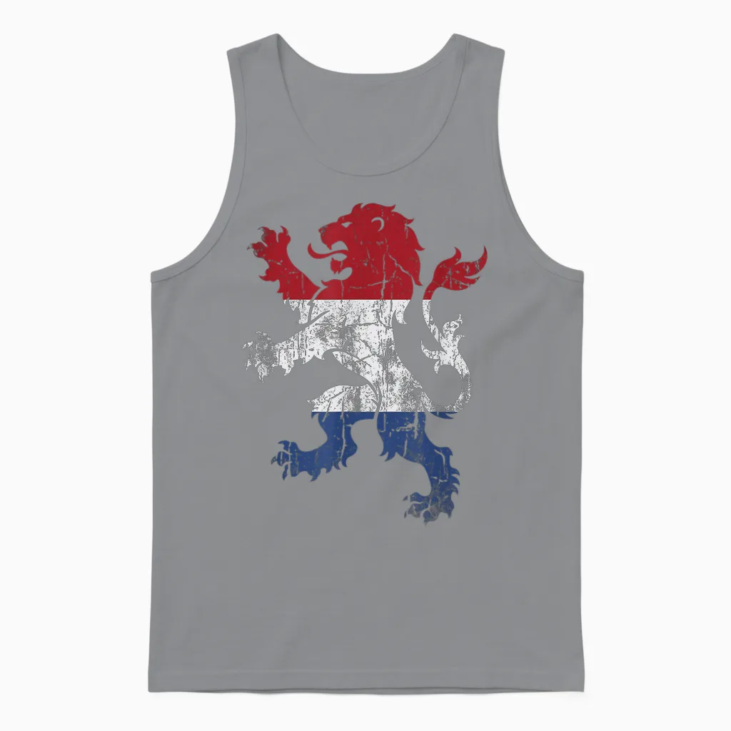 Orange Nederland Lion, Holland Dutch Unisex Tank Top in Sport Grey