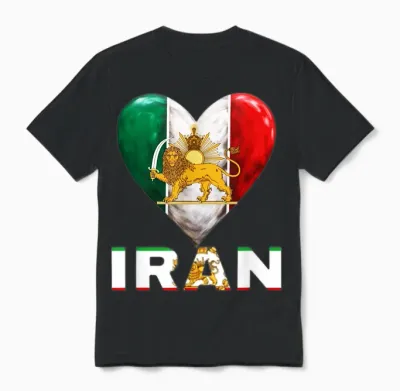 Shir O Khorshid Iran Löwe & Sonne Persisches Emblem Iranische Flagge Unisex T-Shirt - Black