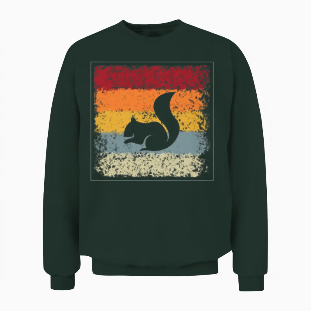 Squirrel Retro Unisex Sweatshirt in Forest