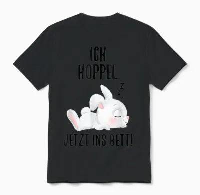 Ich Hoppel Jetzt Ins Bett Kaninchen Schlafshirt Hasen Unisex T-Shirt - Black