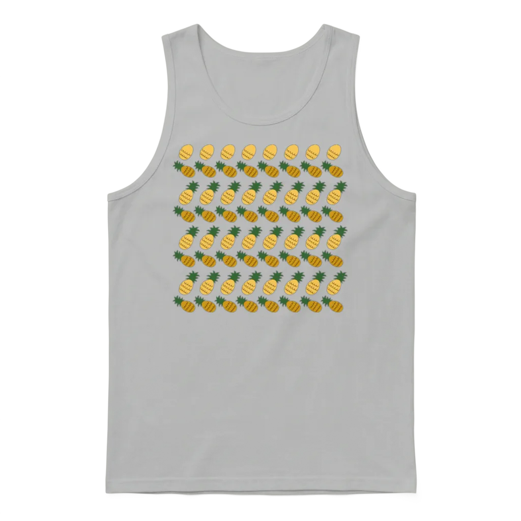 Yellow Retro Ananases Pattern Unisex Tank Top - Ash