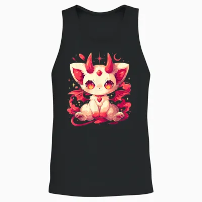 Yami Kawaii Devil Cat Creepy Cute Pastel Goth Japanese Unisex Tank Top - Black
