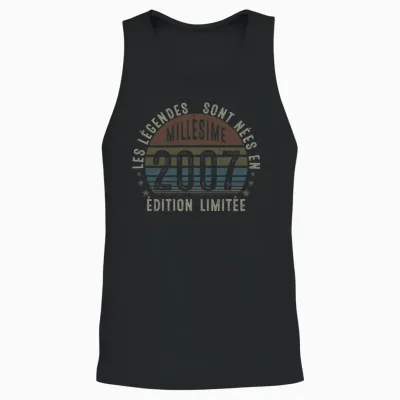 Millésime 2007 Cadeau 19 Ans Homme Anniversaire Humour T-Shirt Haut De Gamme Unisex Tank Top - Black
