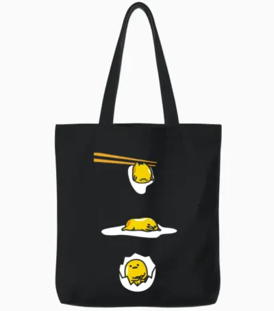 Gudetama Lazy Egg Tote Bags - Black