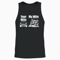 Jeep Driver My Wife Your Wife Gift for Men or Wome Unisex Tank Top in Black - 2