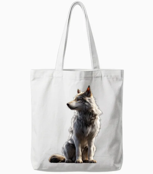 Loup Motif J'aime Les Loups Meute De Loups Loup Sauvage Manche Longue Tote Bags in White