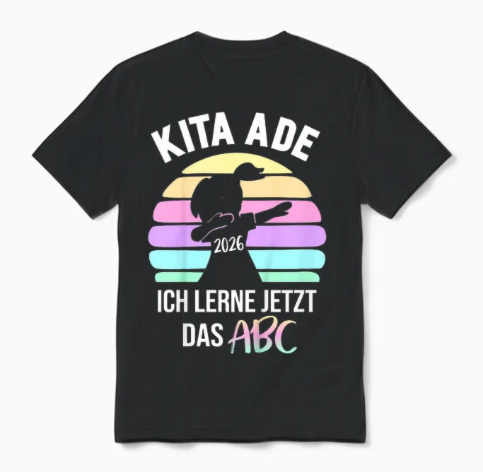Kinder Bäm Kita Abgänger 2026 Einschulung Schulkind Kita Ade 2026 Unisex T-Shirt in Black