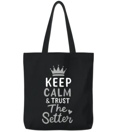 Volleyball Keep Calm and Trust the Setter Player Tote Bags - Black