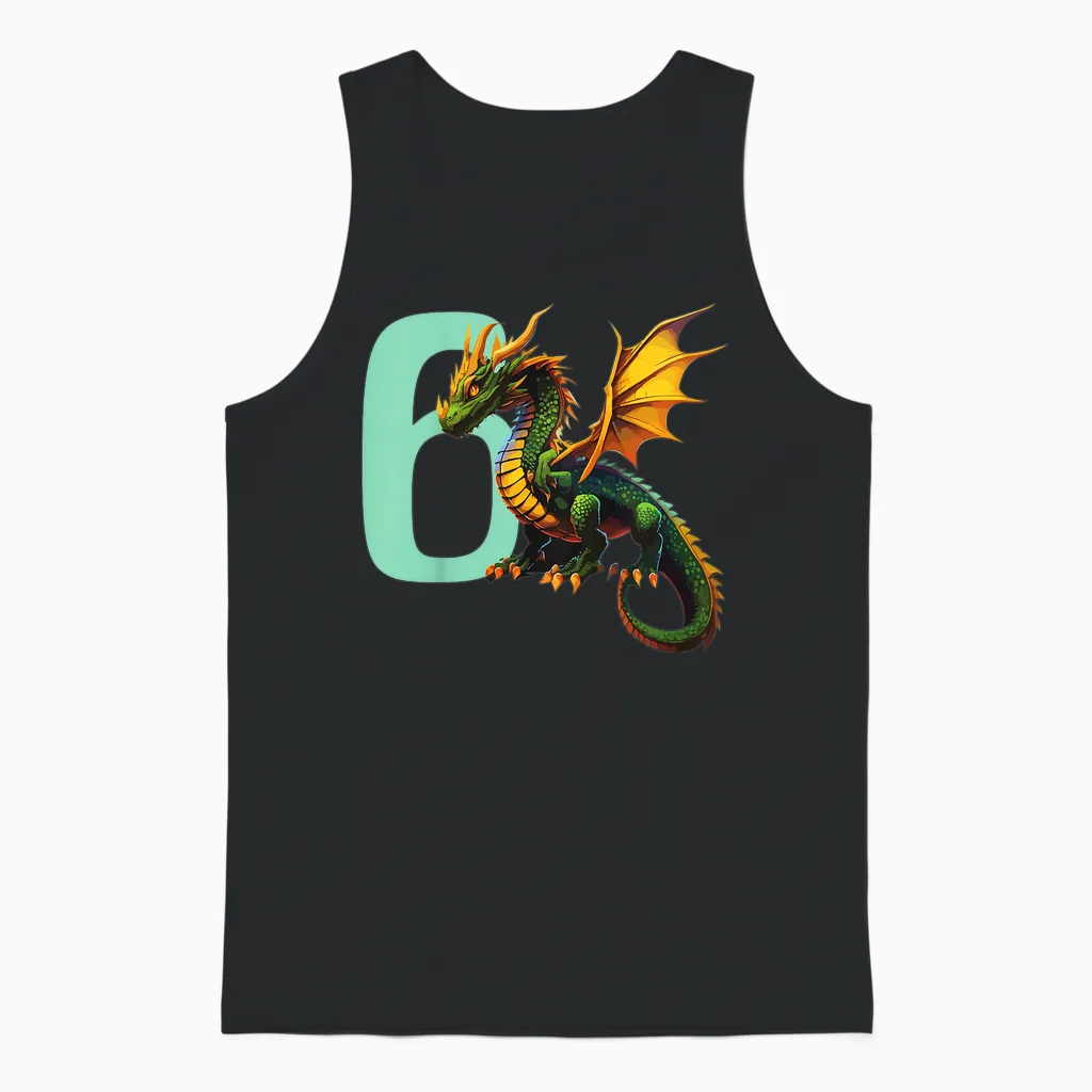 Kinder Geburtstag Drache 6 Jahre Junge Drachen Zahl Alter Unisex Tank Top in Black