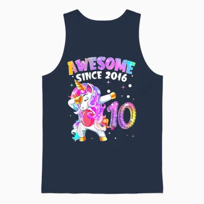10e Anniversaire Licorne Fille 10 Ans Génial Depuis 2016 Unisex Tank Top - Navy