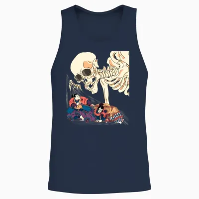 Kuniyoshi Samurai Killing Skeleton Spectre Ukiyo-E Unisex Tank Top - Navy