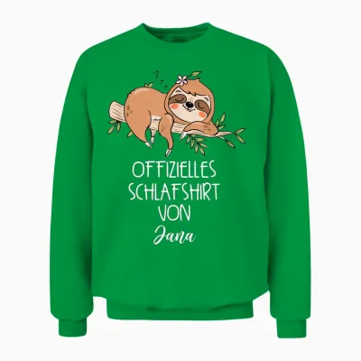 Offizielles Schlafshirt Von Jana Nachthemd Faultier Unisex Sweatshirt - Irish Green