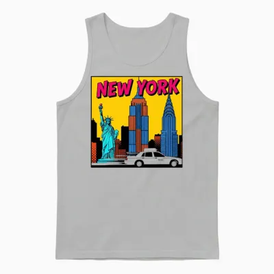 New York Pop Art Skyline Unisex Tank Top - Ash