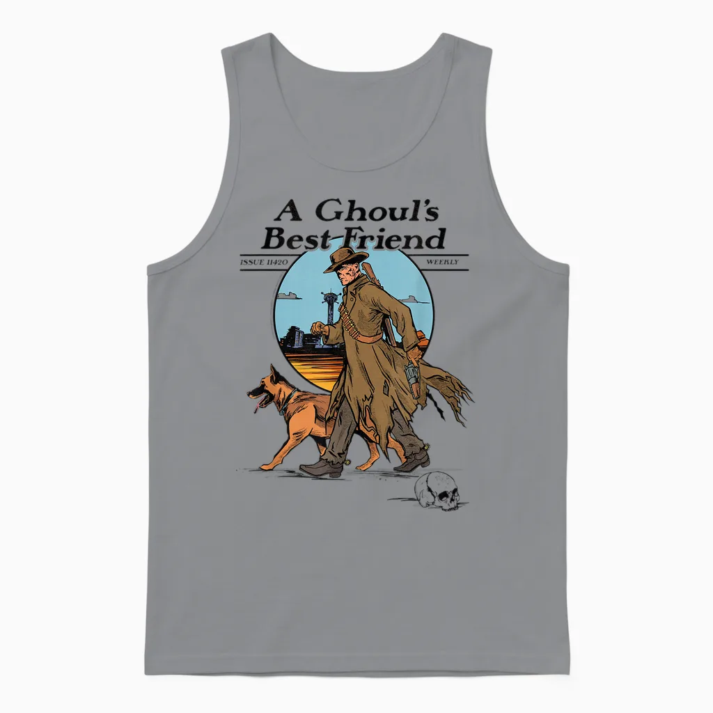 Fallout a Ghoul's Best Friend Illustrated Magazine Cover Tv Unisex Tank Top in Sport Grey