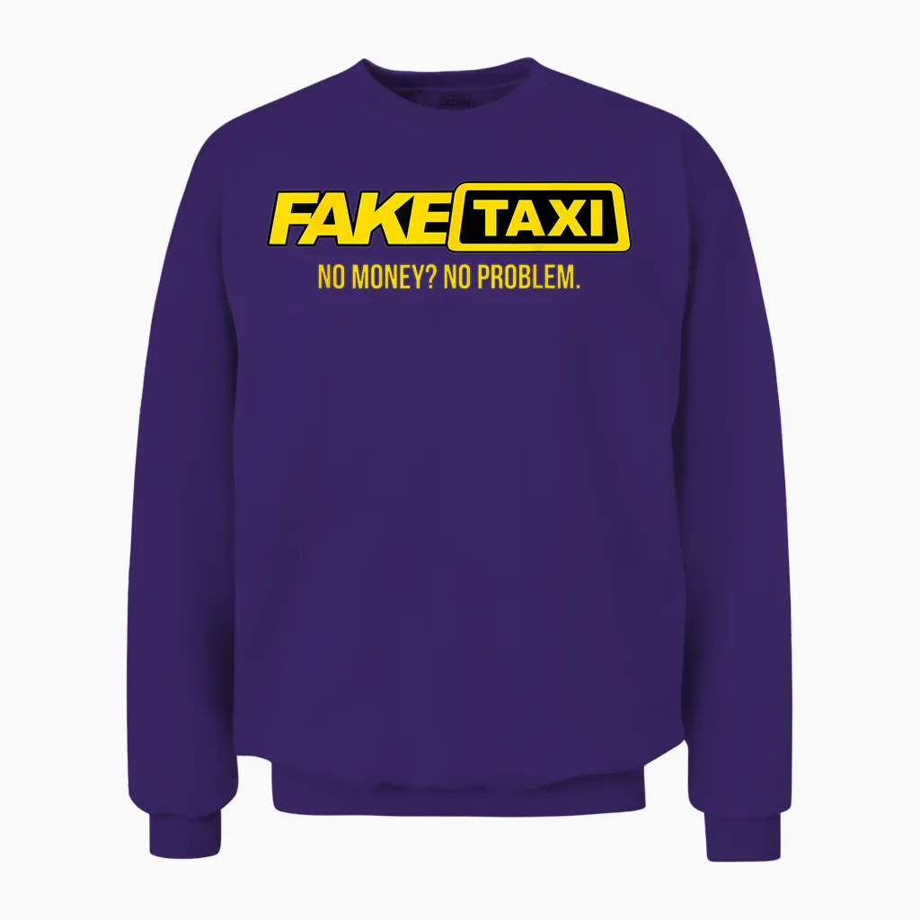 Funny Fake Taxi Driver Clothing - Unisex Adult T-Shirt - Black - S - Short Sleeve Unisex Sweatshirt in Purple