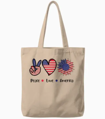 Patriotic Bloom Trio Tote Bags - Natural