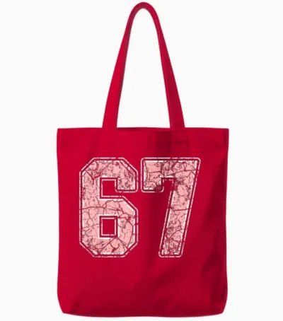 Pink and White Number 67 Jersey Player Uniform #67 Fan Tote Bags - Red