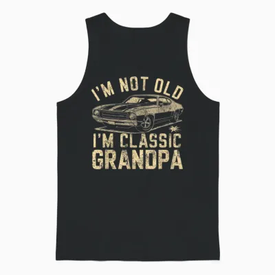 Funny Grandpa Classic Car Graphic Grandpa Gift for Christmas Unisex Tank Top - Black