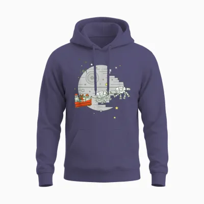 Star Wars Christmas Death Star Sleigh Ride Unisex Hoodie - Heather Sport Dark Navy