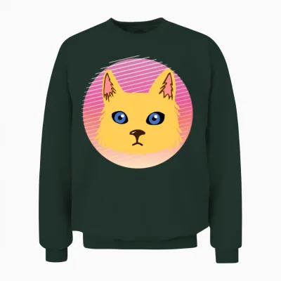 90s Retro Cat Unisex Sweatshirt - Forest