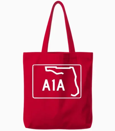 Retro A1a Beachfront Avenue Florida State Tote Bags - Red