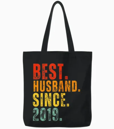 Best Husband Since 2019 – 6th Wedding Anniversary Tote Bags - Black