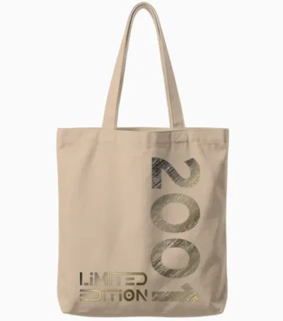 Limited Edition Vintage 2001 Man Woman 25th Birthday Tote Bags - Natural