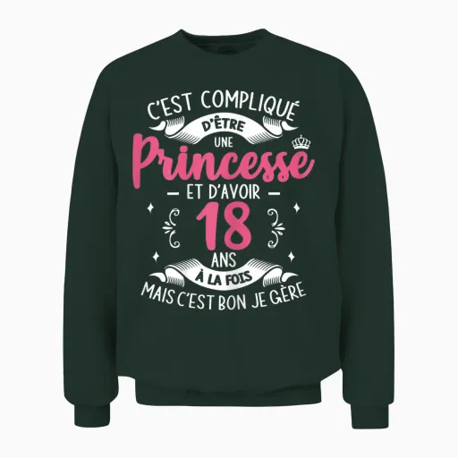 It's Complicated to Be Princess Birthday Girl 18 Years Old T-Shirt, Black, Female X-Small Unisex Sweatshirt - Forest