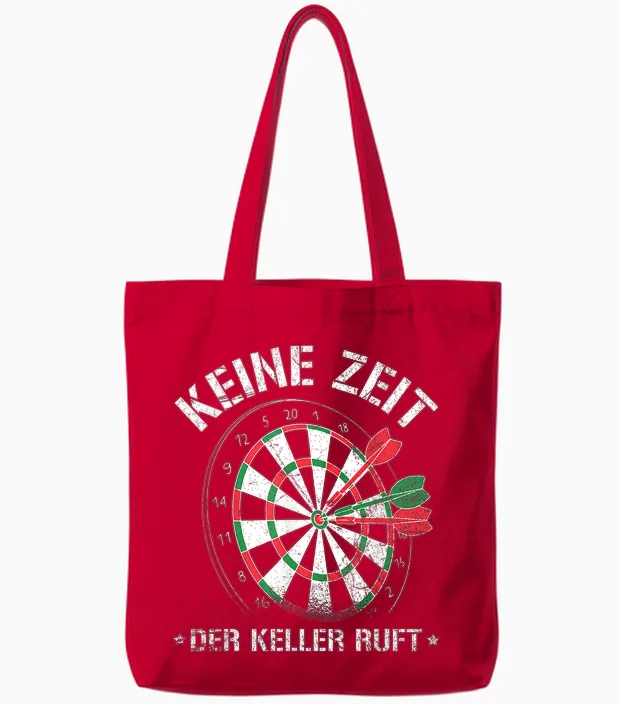 Dart Keine Zeit Der Keller Call Darts Player Saying Tote Bags in Red