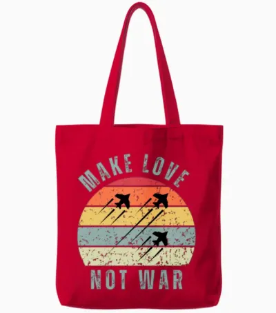 Make Love Not War Tote Bags - Red