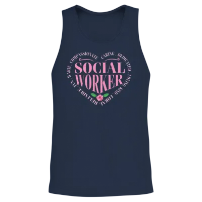 Social Worker Heart Graphic Unisex Tank Top - Navy