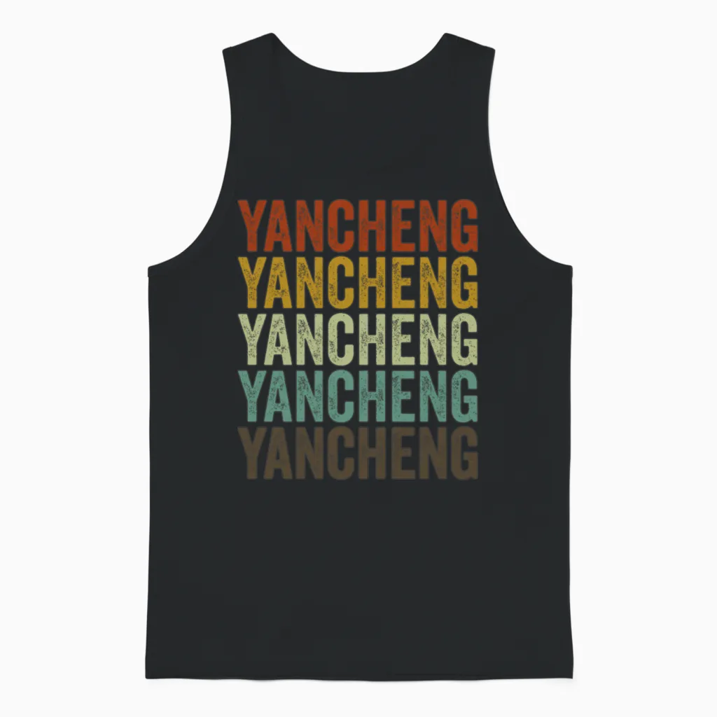Yancheng China Retro Vintage Unisex Tank Top - Black