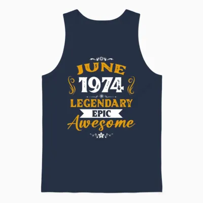 June 1974 Legendary Birthday Present Unisex Tank Top - Navy