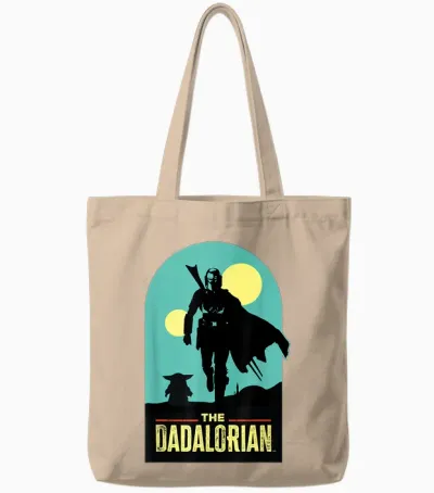 Star Wars the Dadalorian Mandalorian and Grogu Father's Day Tote Bags - Natural