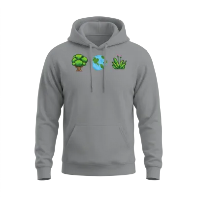 Retro Pixel Earth Design Unisex Hoodie - Sport Grey