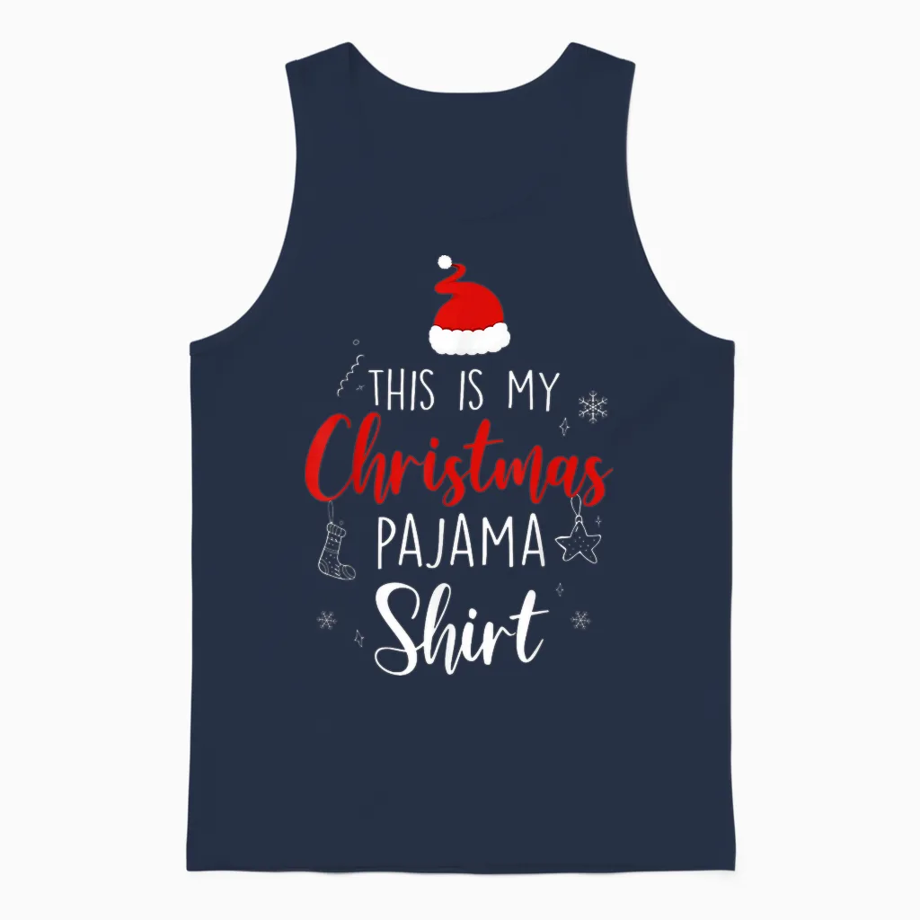 Funny Christmas Pj Pajama Men Women Pjs for Family Unisex Tank Top in Navy