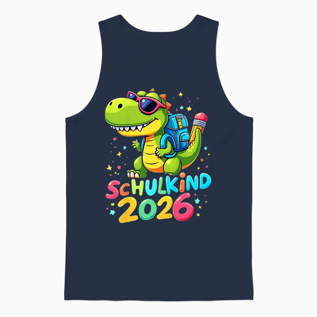 Schulkind 2026 Dino T-Rex Cool First Class Unisex Tank Top in Navy