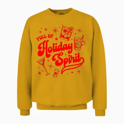 Full of Holiday Spirit Christmas Drinking Retro Cocktails Unisex Sweatshirt - Gold
