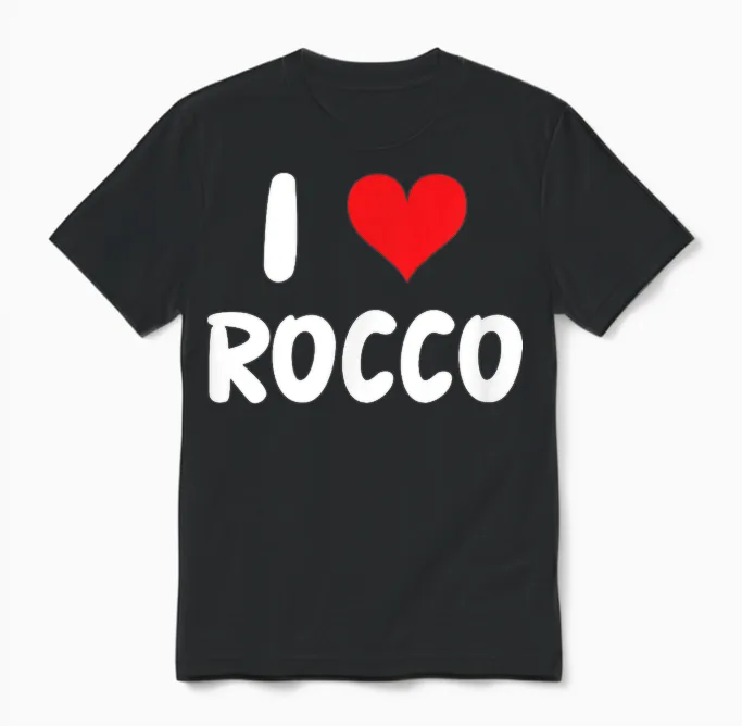 I Love Rocco Heart Unisex T-Shirt in Black