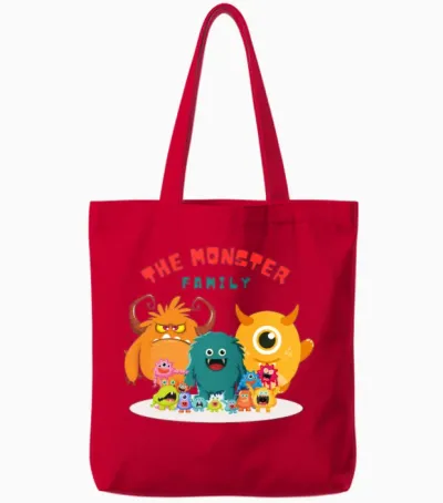 The Monster Family Tote Bags - Red