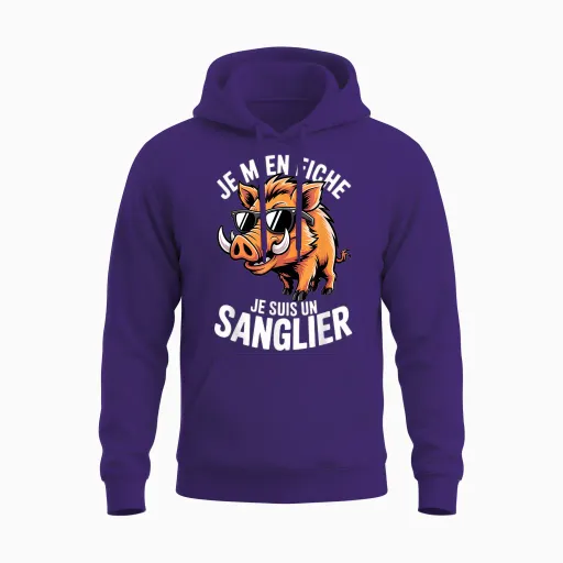 Je M'en Fiche Je Suis Un Sanglier Humour Amour Des Animaux Unisex Hoodie - Purple
