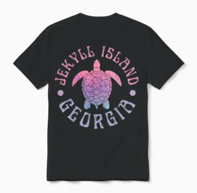 Jekyll Island Georgia Sea Turtle Beach Ocean Cute Unisex T-Shirt - Black