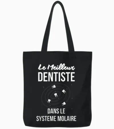 Best Dentist Molar System Humor Gift Teeth Teeth T-Shirt, Black, S Tote Bags - Black
