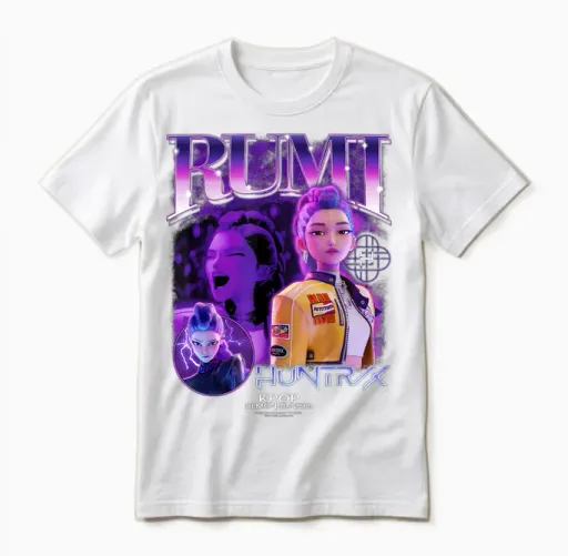 Kpop Demon Hunters Rumi Bootleg Officially Licensed Unisex T-Shirt - White