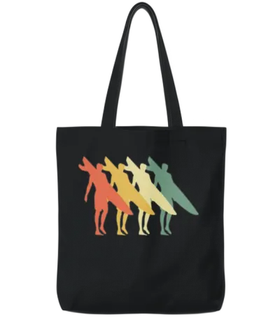 Retro Surfing Tote Bags - Black