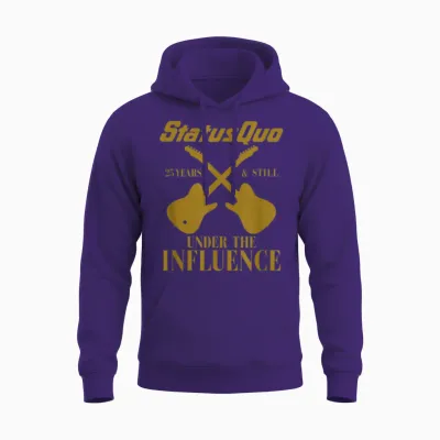 Status Quo Influence Guitars Black Unisex Hoodie - Purple