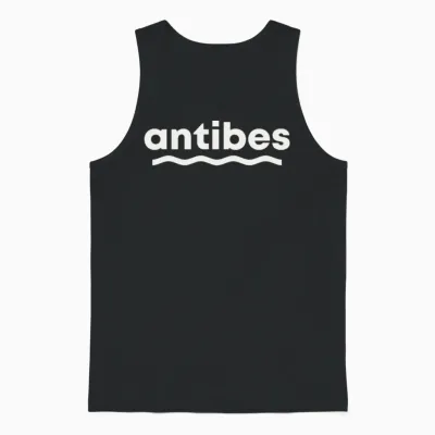Antibes France White Retro Unisex Tank Top - Black
