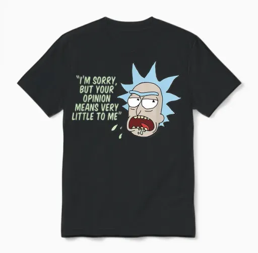 Rick and Morty Your Opinion Means Very Little Short Sleeve Unisex T-Shirt - Black
