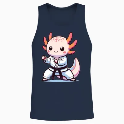 Sports Axolotls Martial Arts Karate Axolotl Unisex Tank Top - Navy